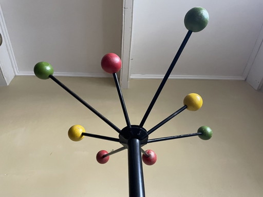 Standing Coat Rack With Colored Balls in the Style of Roger Ferraud 1950s French