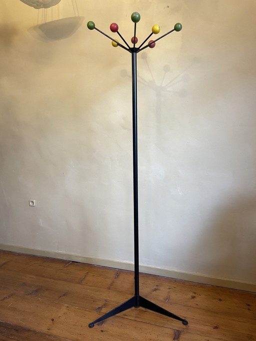 Standing Coat Rack With Colored Balls in the Style of Roger Ferraud 1950s French