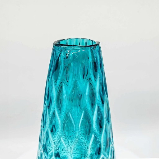 1960S  Vase In Hand Blown Murano Glass. Made In Italy.