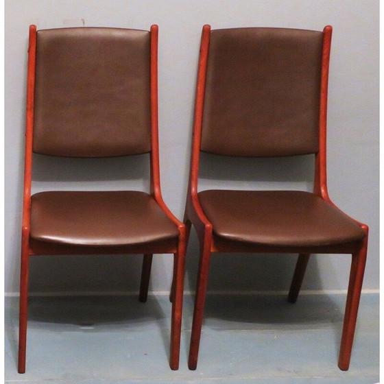 Image 1 of Pair of vintage teak and leather chairs by KS Mobler for Korup Stolefabrik, Denmark 1960