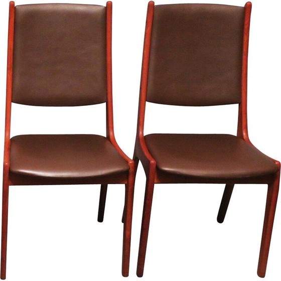 Image 1 of Pair of vintage teak and leather chairs by KS Mobler for Korup Stolefabrik, Denmark 1960