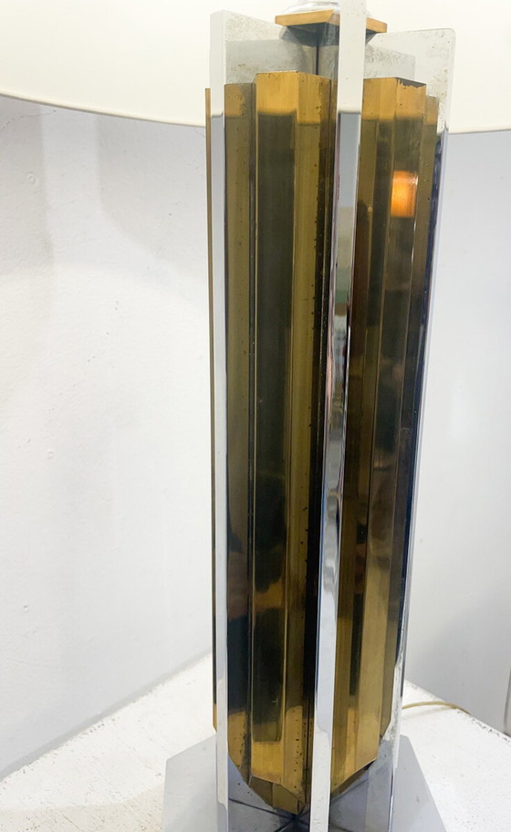 Image 1 of Silver And Gold Metal Lamp, Italy From The 1970S