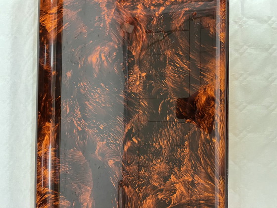 Image 1 of Guzzini Tray In Lucite And Brass, Tortoise Shell Effect