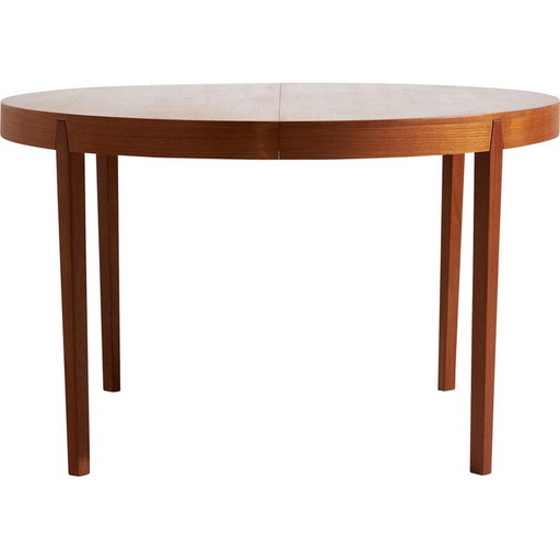 Vintage round teak dining table by Niels Koefoed for Hornslet Møbelfabrik, 1960