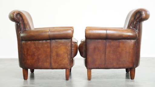 2 X Sheep Leather Design Armchair