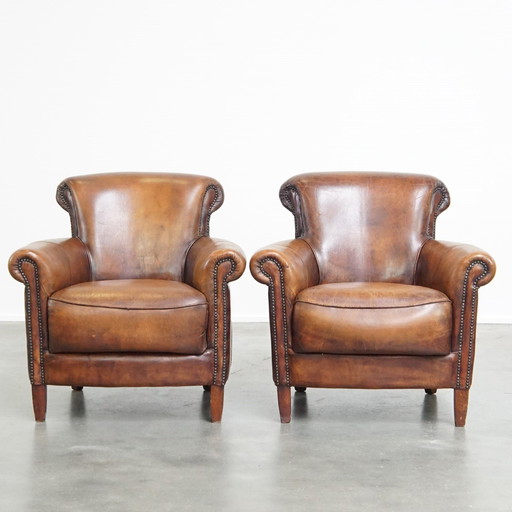 2 X Sheep Leather Design Armchair