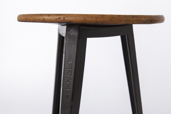 Image 1 of Rowac Workshop Stool, Tripod With Solid Beech Top, 1950S