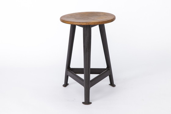 Image 1 of Rowac Workshop Stool, Tripod With Solid Beech Top, 1950S