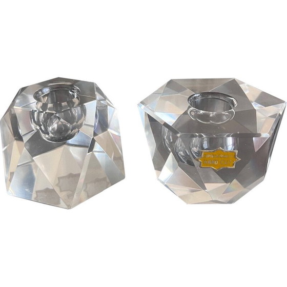 Image 1 of Pair of vintage crystal candlesticks, 1950