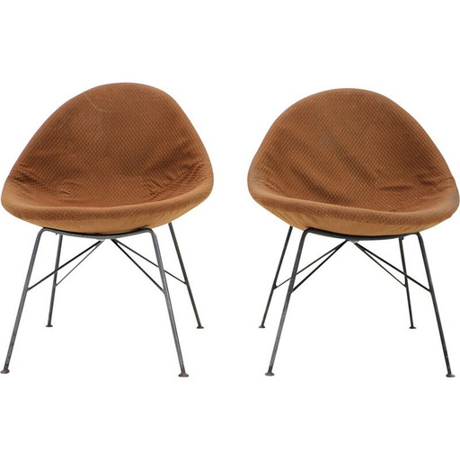 Pair of vintage shell armchairs, Czechoslovakia 1970