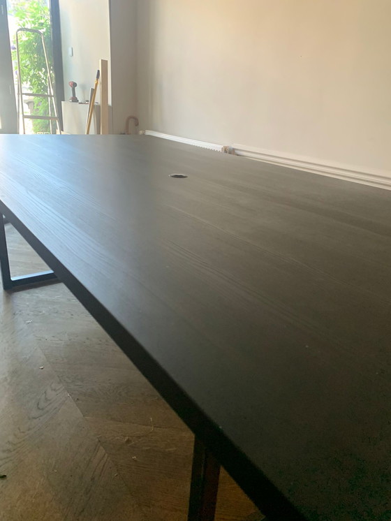 Image 1 of Black dining table/meeting table/desk with steel base