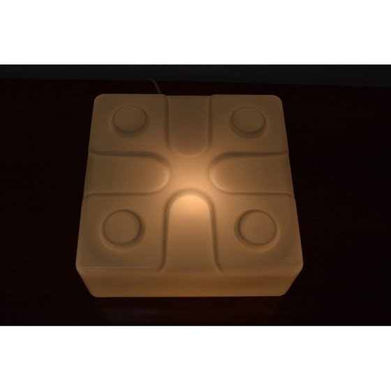 Image 1 of Vintage glass and metal ceiling lamp, Czechoslovakia 1970