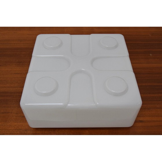 Image 1 of Vintage glass and metal ceiling lamp, Czechoslovakia 1970