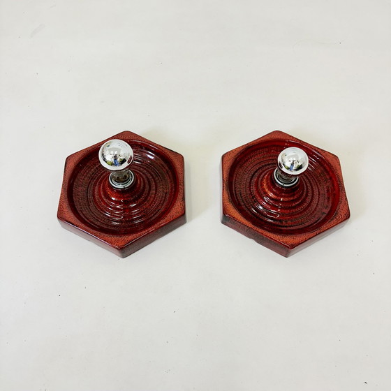 Image 1 of Set Of 2 Ceramic Wall Lamps , 1970S