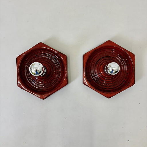 Set Of 2 Ceramic Wall Lamps , 1970S