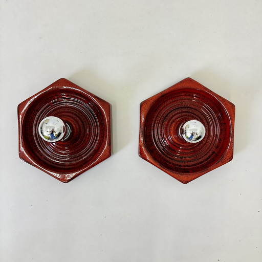 Set Of 2 Ceramic Wall Lamps , 1970S