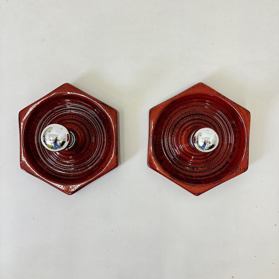 Image 1 of Set Of 2 Ceramic Wall Lamps , 1970S