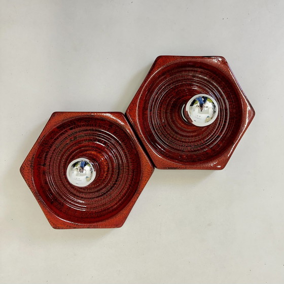 Image 1 of Set Of 2 Ceramic Wall Lamps , 1970S