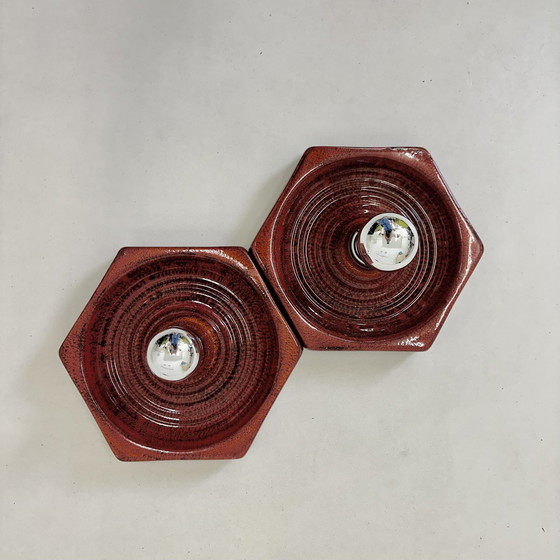 Image 1 of Set Of 2 Ceramic Wall Lamps , 1970S