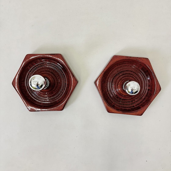 Image 1 of Set Of 2 Ceramic Wall Lamps , 1970S