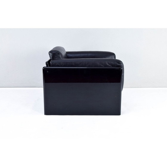 Image 1 of Vintage black leather Simone armchair by Ufficio Progetti Gavina for Simon International, Italy 1970s