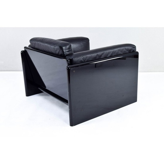 Image 1 of Vintage black leather Simone armchair by Ufficio Progetti Gavina for Simon International, Italy 1970s