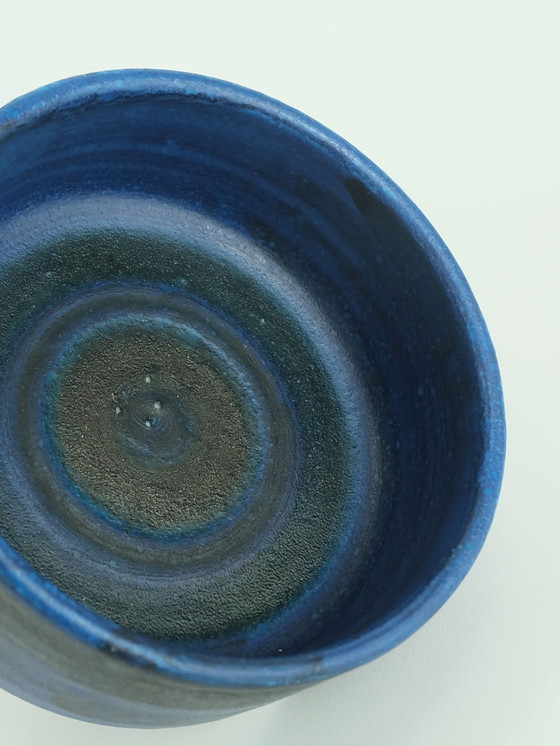 Image 1 of Mid Century Bowl Bruno Gambone Italian Studio Pottery Blue Turquoise Black