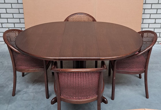 Image 1 of Dining Table Round Wood Extendable Oval Italian Brand Tonon