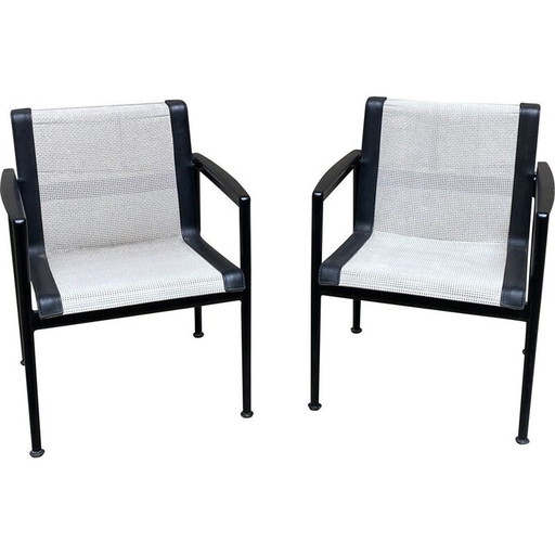 Pair of vintage aluminum armchairs by Richard Schultz, Italy 1966