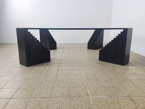 Image 1 of Vintage Italian glass marble coffee table