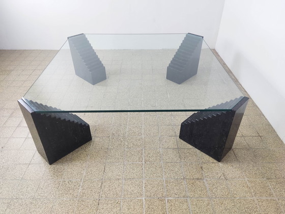 Image 1 of Vintage Italian glass marble coffee table