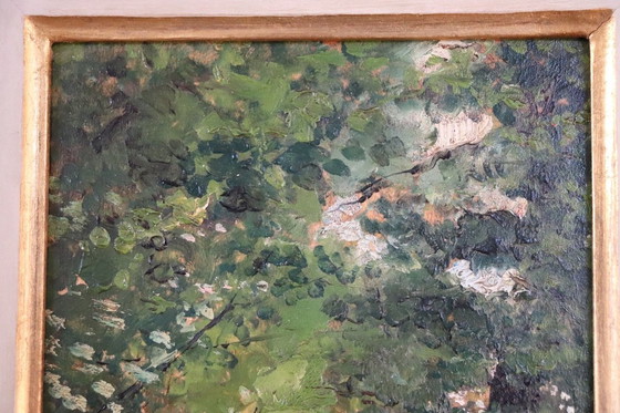 Image 1 of Artista italiano, Sentiero nel bosco, dipinto a olio su tavola, fine del XIX secolo