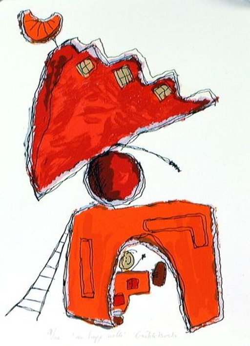 Crazy from the Bosch - Mandarin on my roof silkscreen – lithos zeefdrukken