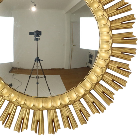 Image 1 of Xl Gold Coloured Sun Mirror 60Cm