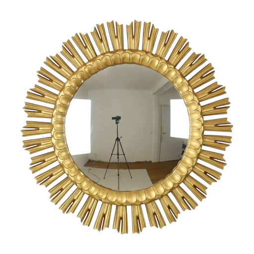 Xl Gold Coloured Sun Mirror 60Cm