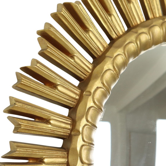 Image 1 of Xl Gold Coloured Sun Mirror 60Cm