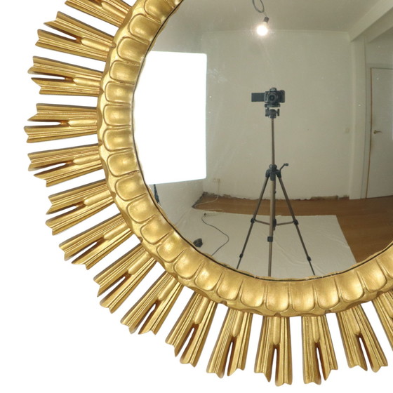 Image 1 of Xl Gold Coloured Sun Mirror 60Cm