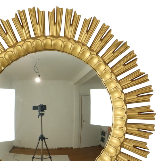 Image 1 of Xl Gold Coloured Sun Mirror 60Cm