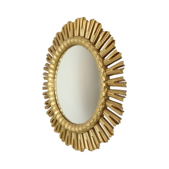 Image 1 of Xl Gold Coloured Sun Mirror 60Cm