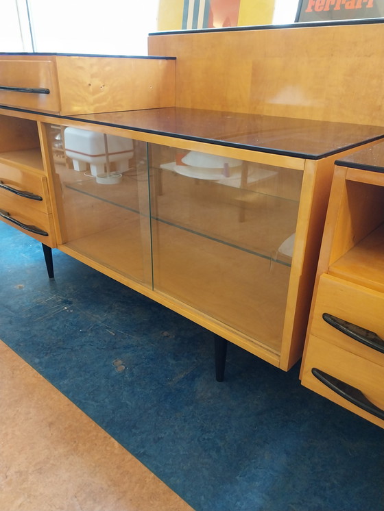 Image 1 of Buffet modulaire en tchécoslovaquie avec plateaux en verre