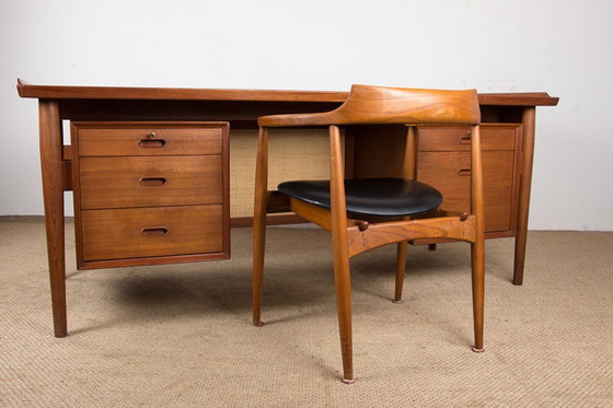 Image 1 of Danish Teak Executive Desk Model 206 By Arne Vodder For Sibast 1960.