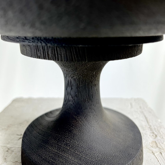 Image 1 of Ciotola vintage in legno di ciliegio con piede