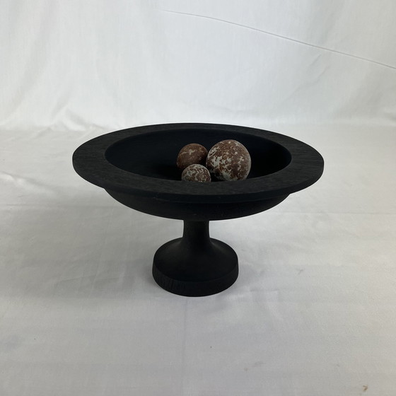 Image 1 of Ciotola vintage in legno di ciliegio con piede