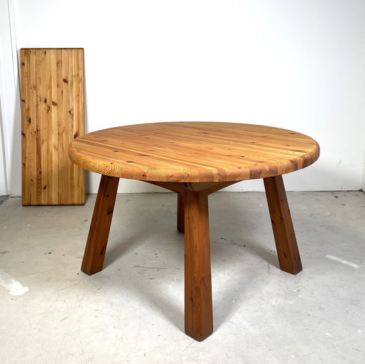 Extendable Brutalist Pine Dining Table - Wasa Möbel