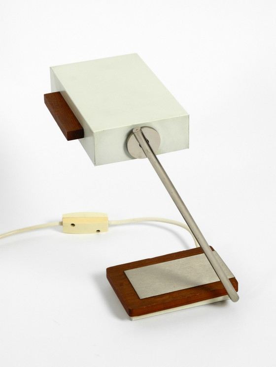 Image 1 of Rare original 1960s Kaiser light metal teak table lamp