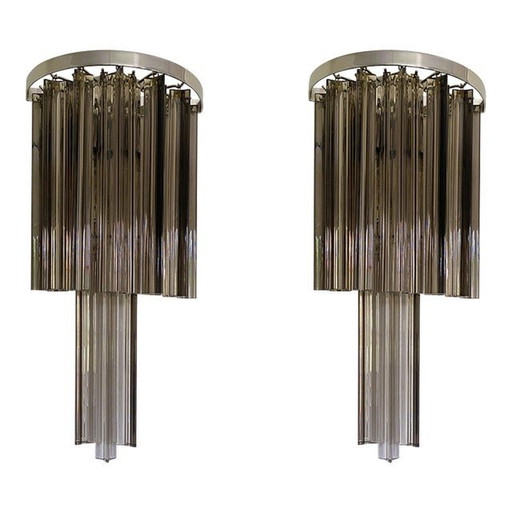 Set Of Two Belt Italian "Triedro" Wall Sconces In Mid-Century Modern Style