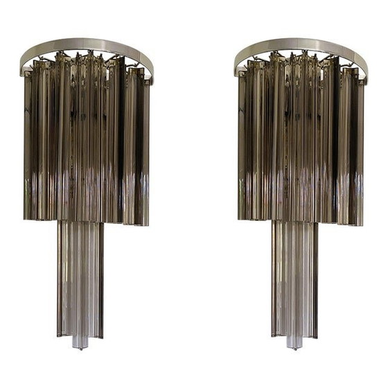 Image 1 of Set Of Two Belt Italian "Triedro" Wall Sconces In Mid-Century Modern Style