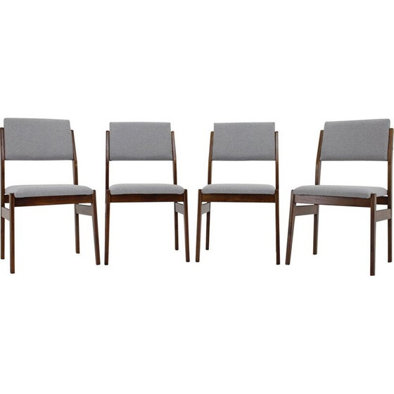 Image 1 of Set of 4 vintage beechwood chairs with upholstery, Czechoslovakia 1960