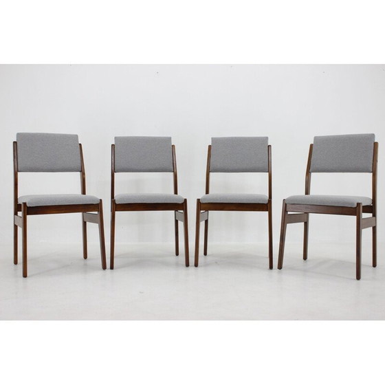 Image 1 of Set of 4 vintage beechwood chairs with upholstery, Czechoslovakia 1960