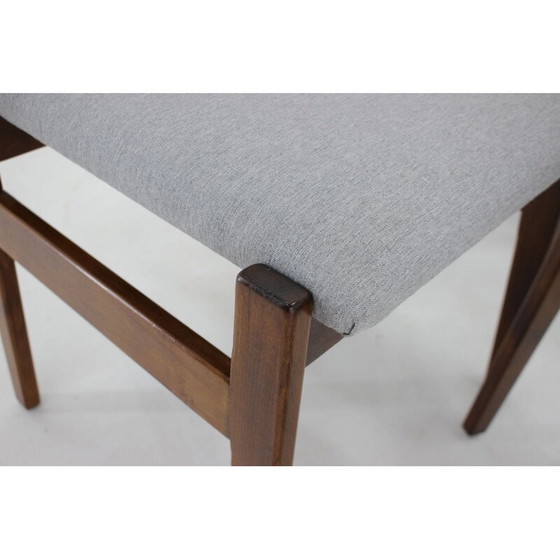 Image 1 of Set of 4 vintage beechwood chairs with upholstery, Czechoslovakia 1960
